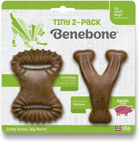 BENEBONE Bacon Flavor Tough Dog Chew Toy, Tiny, 2 count - Chewy.com | Chewy.com