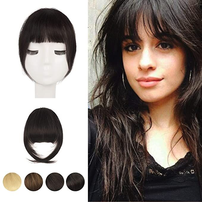 Clip in Bangs, BARSDAR 100% Human Hair Bangs Extensions French Bangs Neat Bangs with Temples Clip... | Amazon (US)
