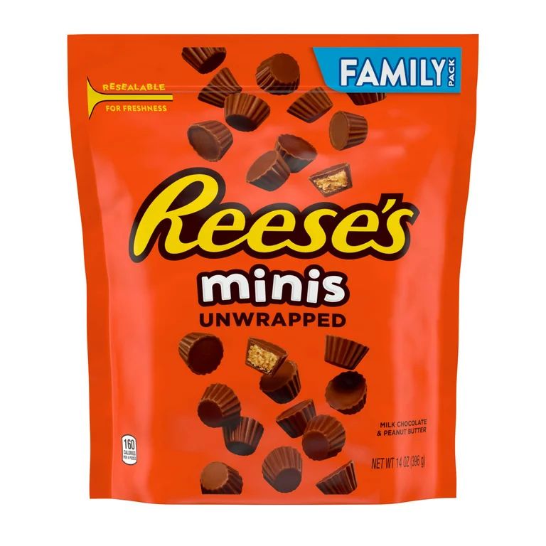 Reese's Minis Milk Chocolate Peanut Butter Cups Candy, Unwrapped, 14 oz, Family Bag - Walmart.com | Walmart (US)