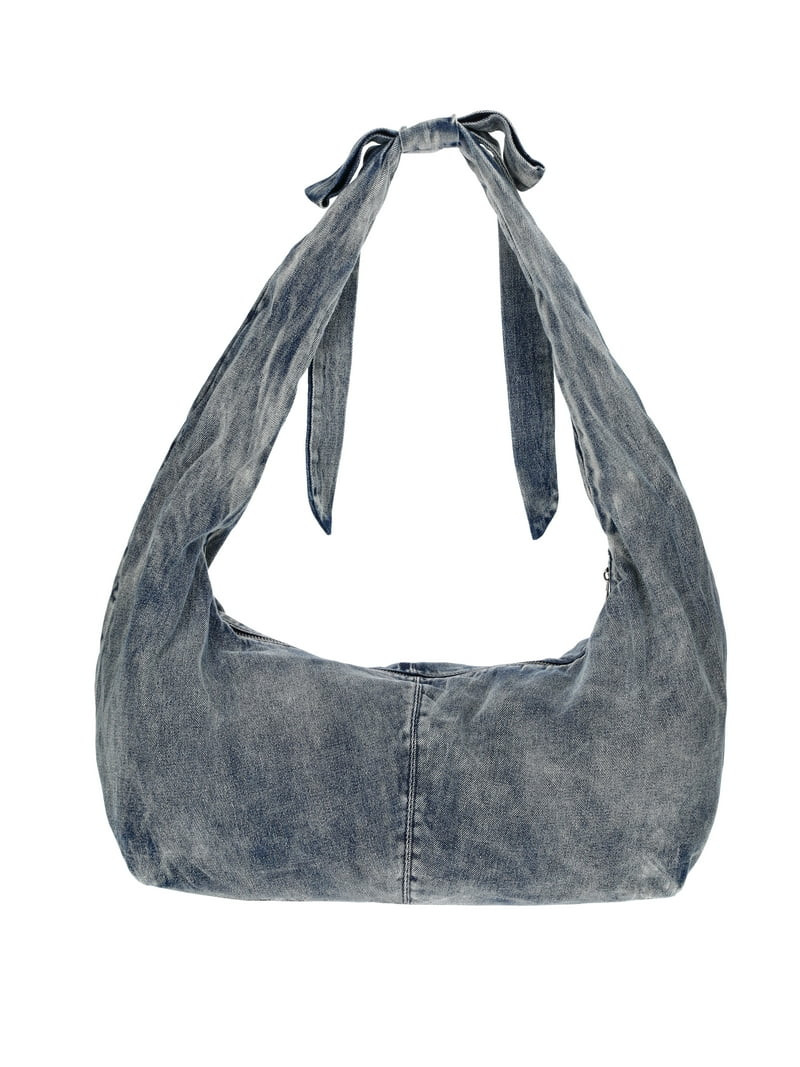 No Boundaries Women's Bow Hobo Bag, Blue Denim | Walmart (US)