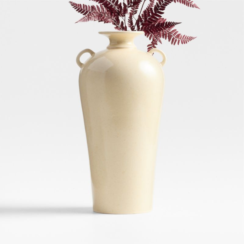 Ephemere Light Beige Ceramic Vase 14" by Athena Calderone | Crate & Barrel | Crate & Barrel