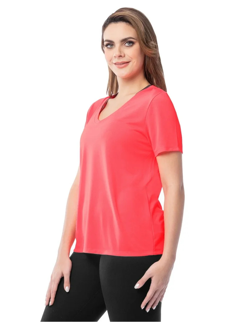 Athletic Works Women's Core Active Texture Knit Short Sleeve V-Neck T-Shirt, Sizes XS-XXXL - Walm... | Walmart (US)