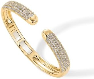 PAVOI 14K Gold Plated Cubic Zirconia Pave Bangle for Women | Cuff Bracelet | Amazon (US)