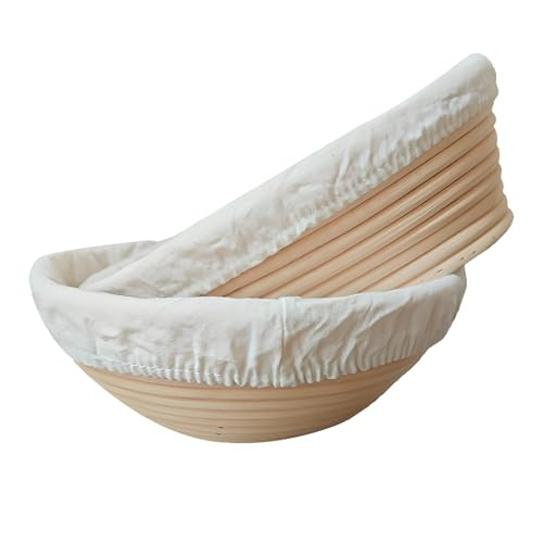 Sourdough Bread Baking Supplies,Sourdough Starter Kit,2Pcs 9 Inch Round&Oval Sourdough Bread Proofing Baskets With Linen Liner,Bread Making Kit (2PCS 9"Oval&Round Basket) | Amazon (US)