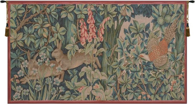 Charlotte Home Furnishings Inc French Boho Tapestry Wall Hanging 20 x 34 in, Hare and Pheasant Ae... | Amazon (US)