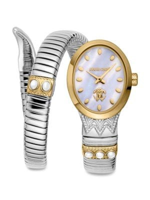 Roberto Cavalli 34MM Two Tone Stainless Steel Bracelet Watch on SALE | Saks OFF 5TH | Saks Fifth Avenue OFF 5TH