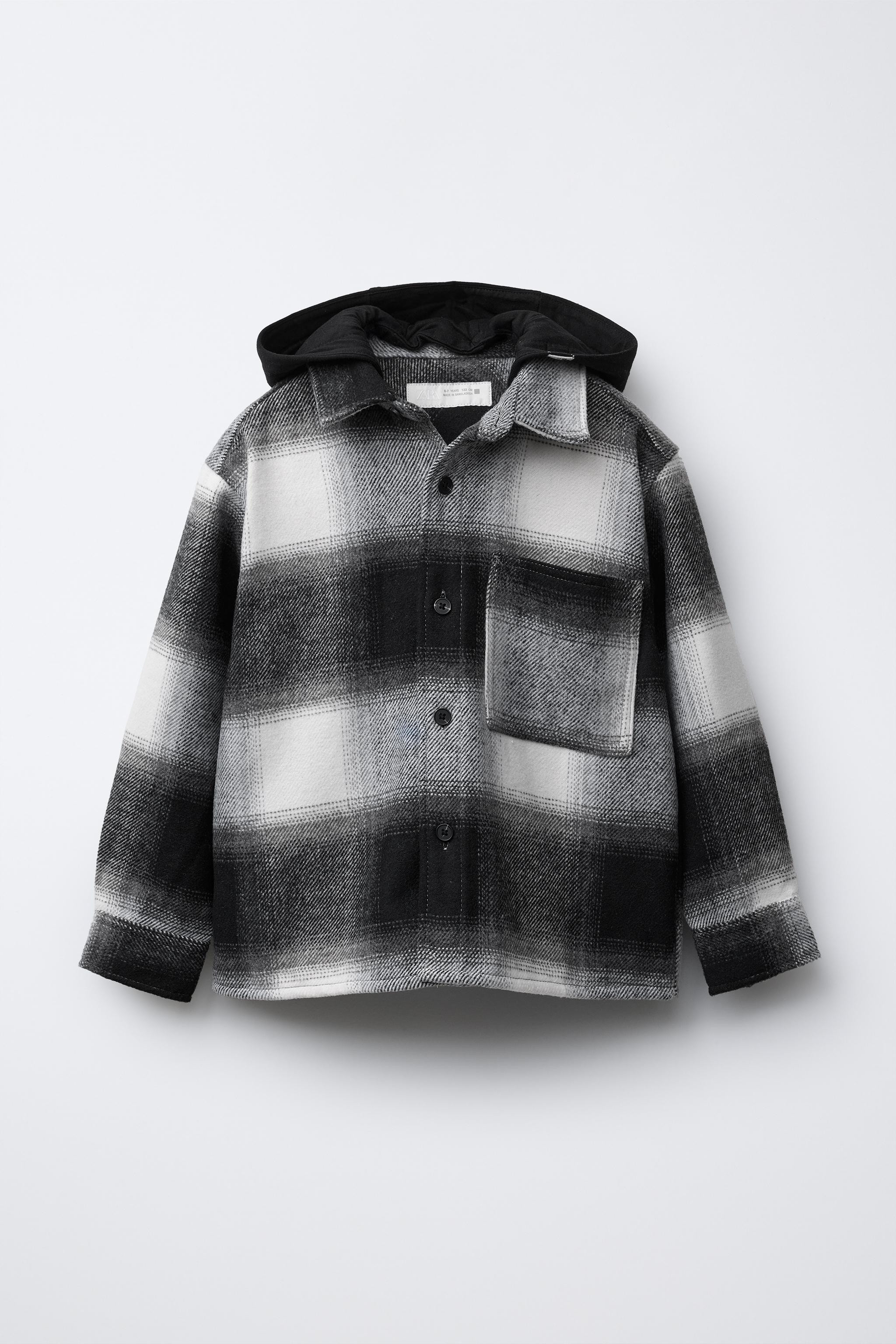 PLAID OVERSHIRT WITH REMOVABLE PLUSH HOOD | Zara US