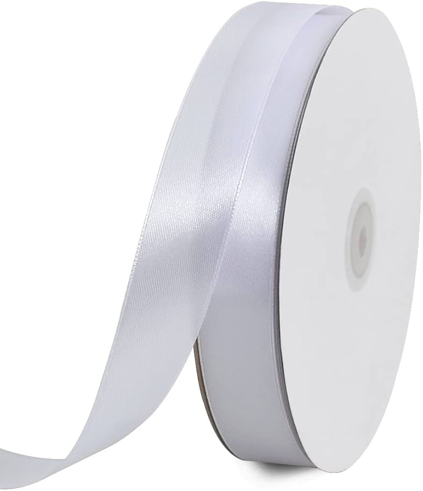 TONIFUL 1 Inch x 100yds White Satin Ribbon, Thin Solid Color Satin Ribbon for Gift Wrapping, Craf... | Amazon (US)