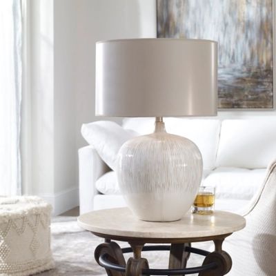 Uttermost Georgios Textured Ceramic Lamp, White | Ashley Homestore