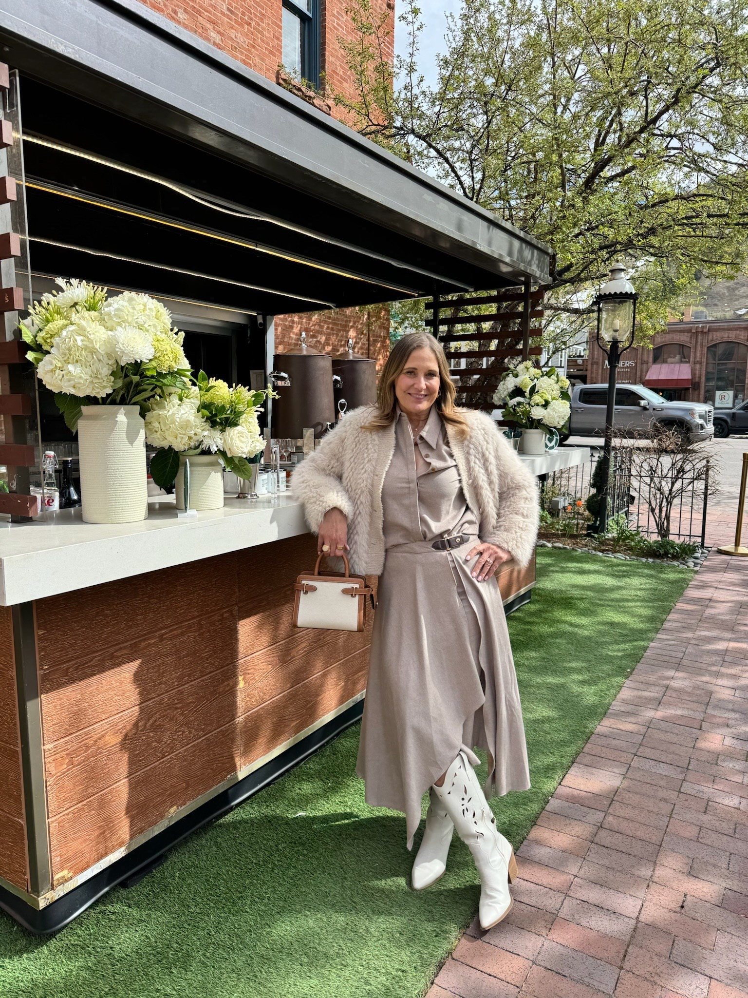 Simply devine! This blouse and skirt set looks so elegant with the faux fur cardigan. I added my new western boots to finalize the look that was so fitting for any occasion! s

#LTKdayinmylife #LTKOver40 #LTKMidsize