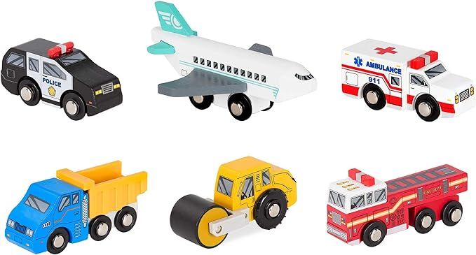Battat – Miniature Toy Cars – 6pcs Wooden Minis – Classic Rescue & Construction Vehicles ... | Amazon (US)