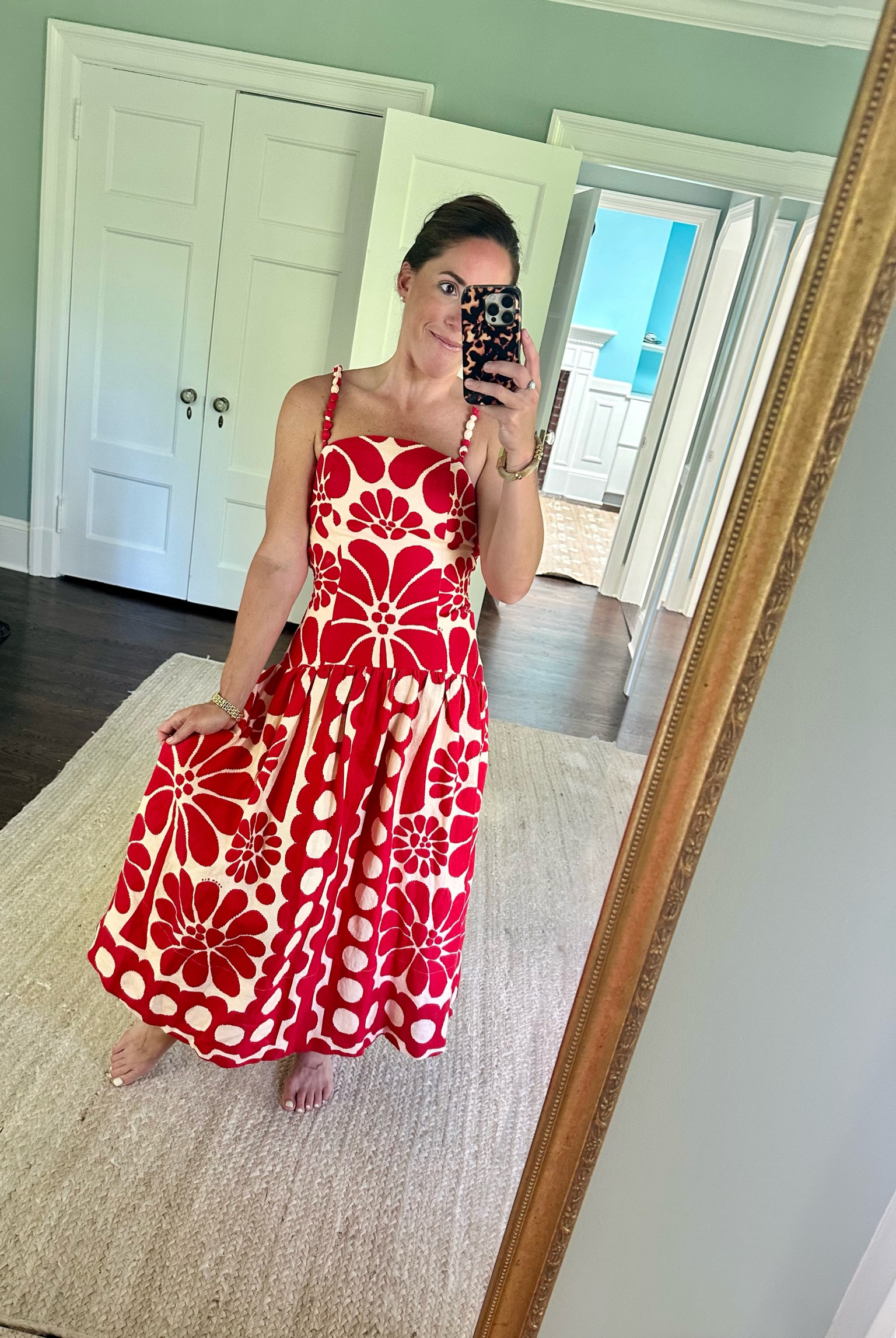 strapless open back dress Red Palermo Sleeveless Midi Dress – FARM Rio main image 0