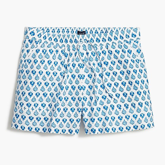 Linen-blend drawstring short in block-print | J.Crew Factory