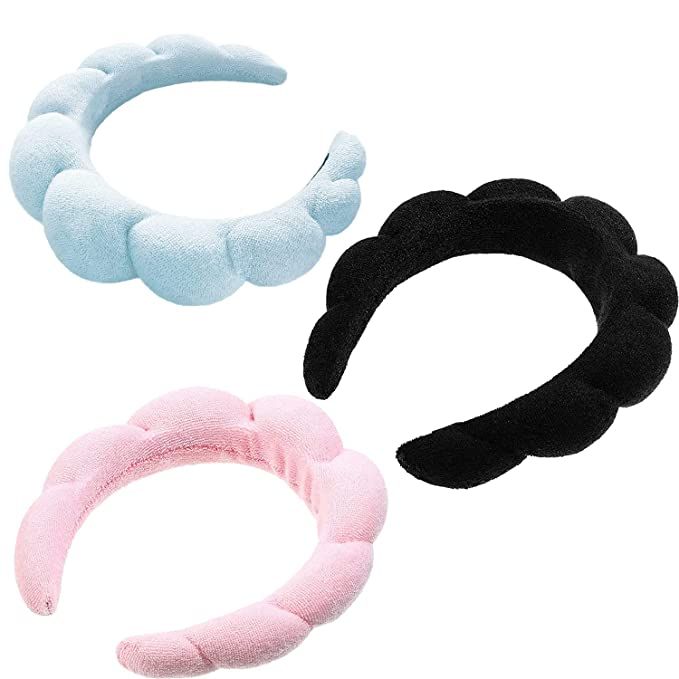 3 Pieces Makeup Headband Spa Headbands for Women-Sponge & Terry Towel Cloth Fabric Cute Hair Acce... | Amazon (US)