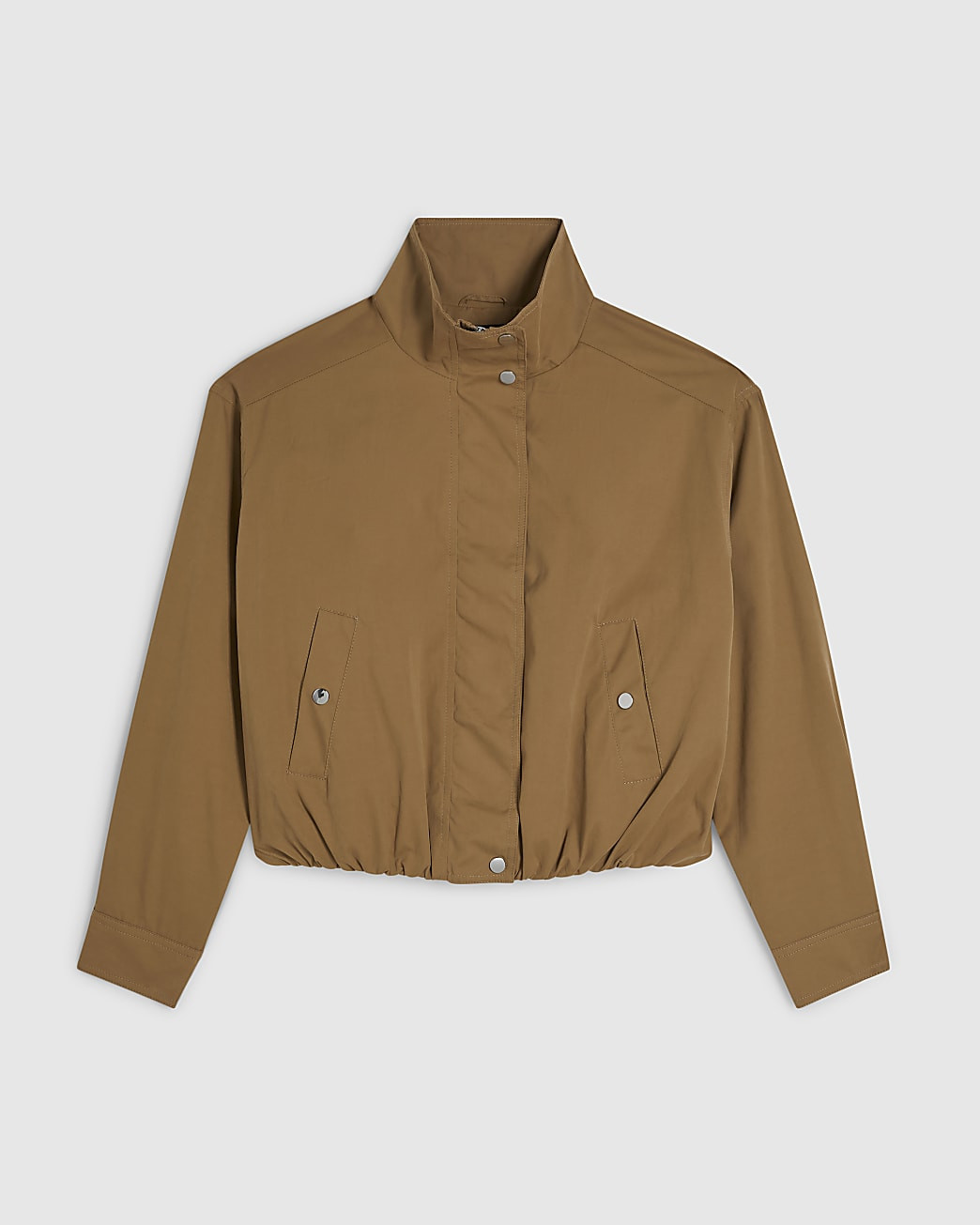 Beige Funnel Neck Bubble Hem Bomber Jacket | River Island UK & IE