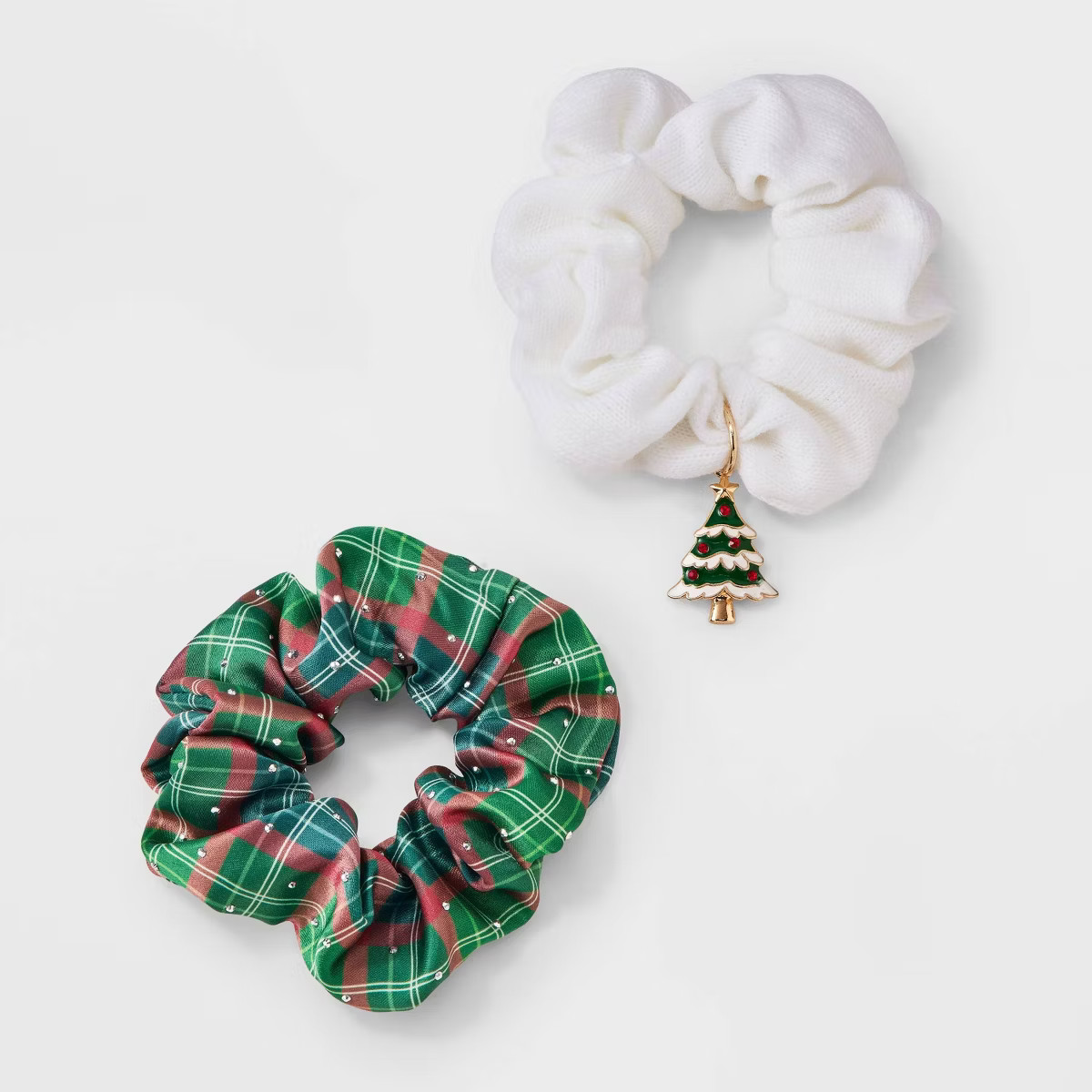 Christmas Plaid and Charm Hair Twister 2pc Set - Green/White/Red | Target