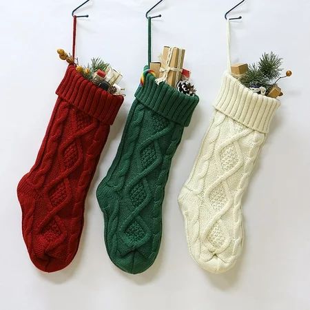 Dengjunhu 1Pc Christmas Stockings Large Size Cable Knit Knitted Xmas Stockings Rustic Personalized S | Walmart (US)