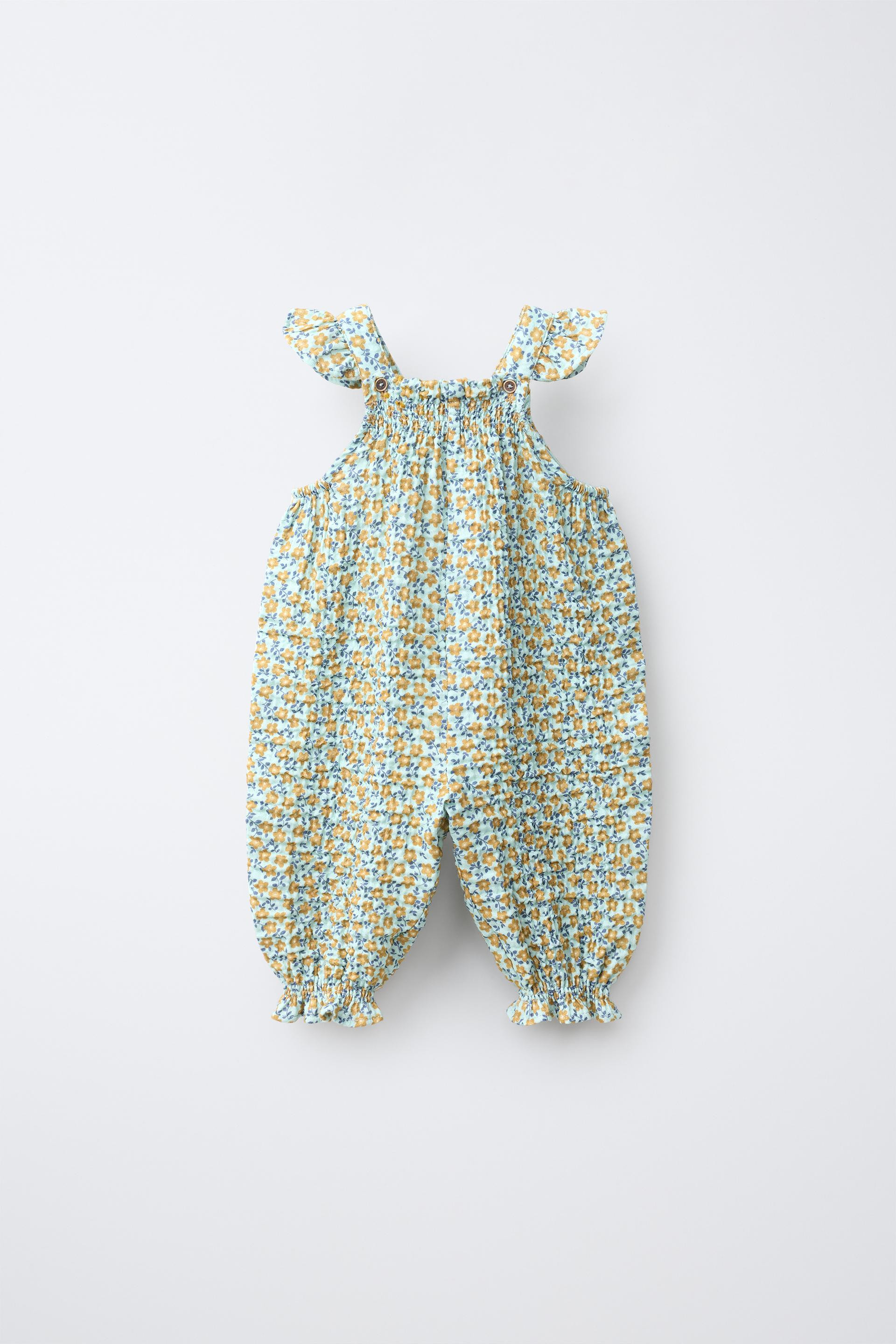 Zara - Textured Floral Overalls - Sea Green - 3-6 Months (26,8 Inches) - Kids | Zara US