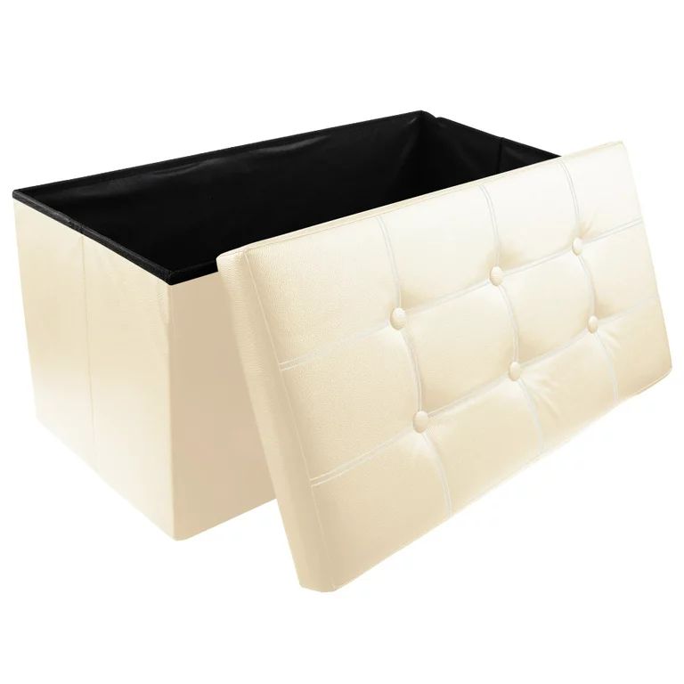 WEPSEN Folding Storage Ottoman Bench,Leather Footstool End of Bed Storage Bench Storage Chest,Foo... | Walmart (US)