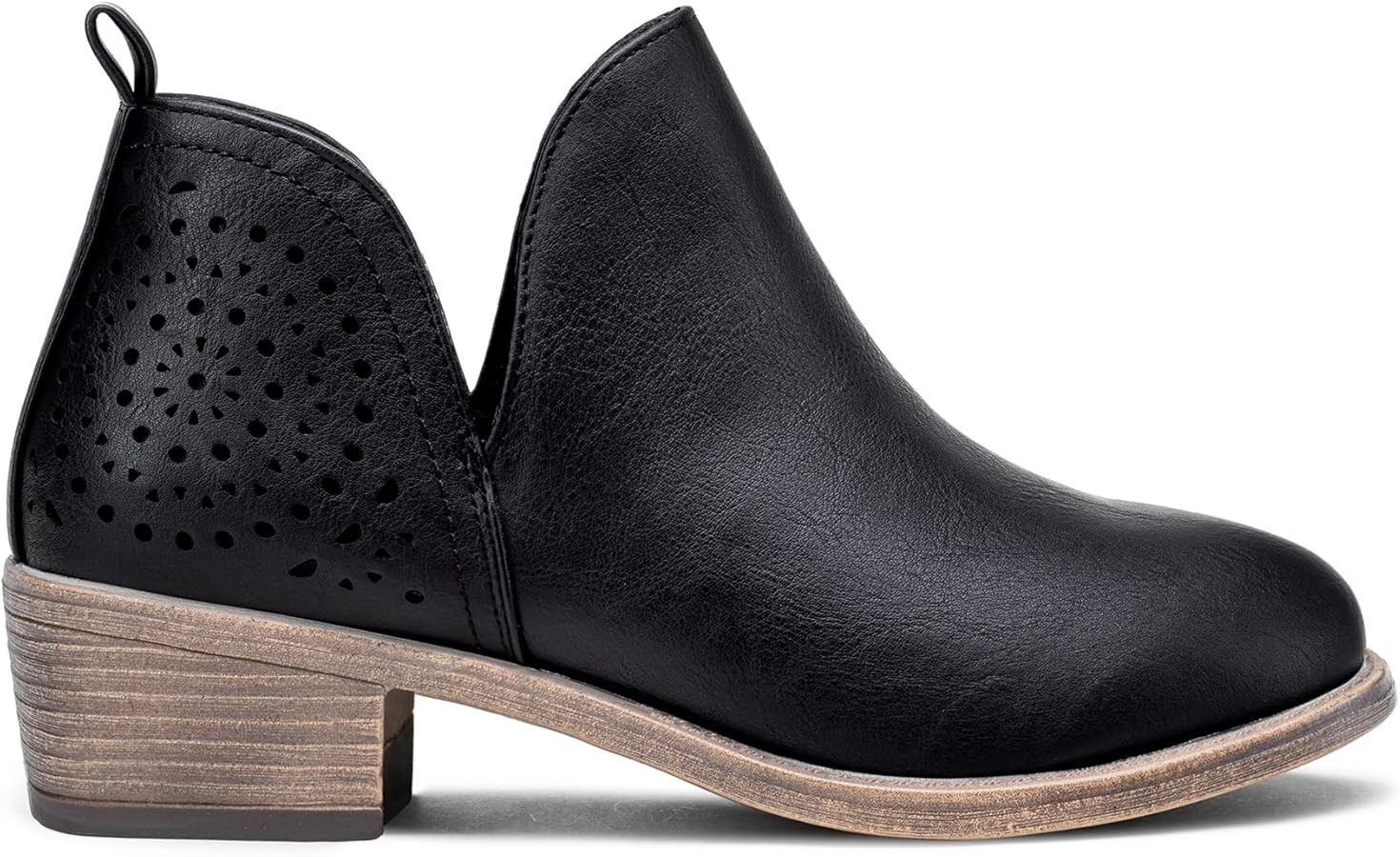 Vepose Women's Short Ankle Boots Low Heel, Western Cutout Perforated Booties | Amazon (US)