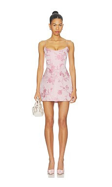 SAU LEE Andi Brocade Dress in Pink Rococo from Revolve.com | Revolve Clothing (Global)