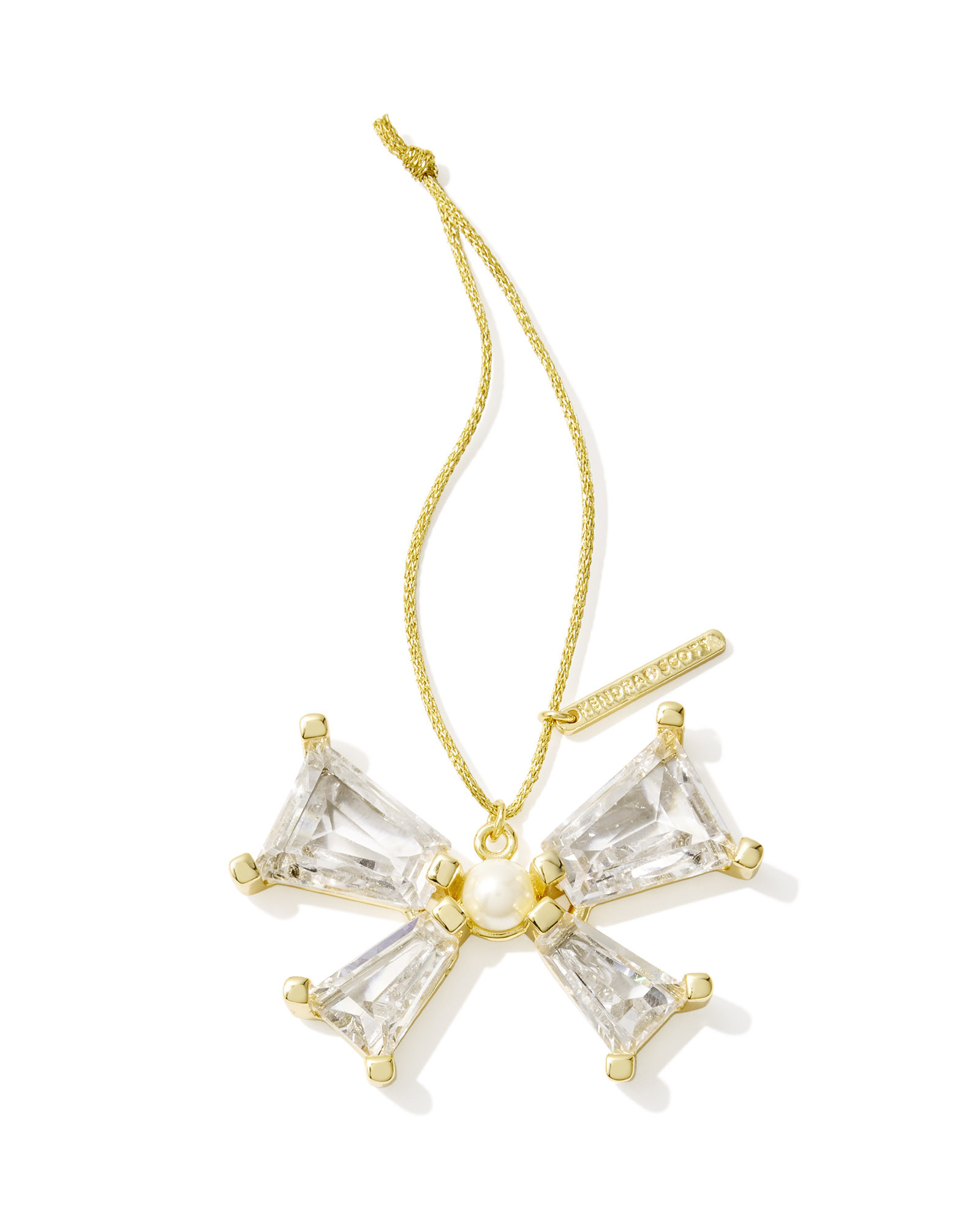 Blair Gold Bow Ornament in White | Kendra Scott
