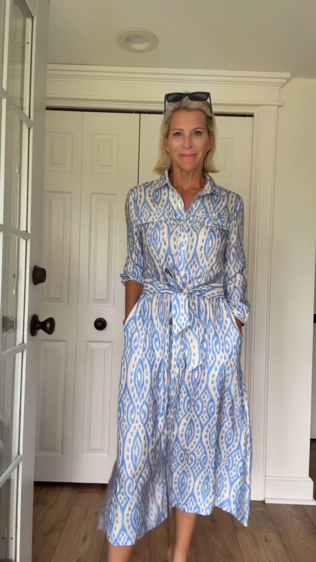 Same dress, different belt, totally different feel. I love this blue and white printed dress on its own, but playing with the belts made me realize how easily you can change the whole look with one accessory.

#LTKgrwm #LTKootd