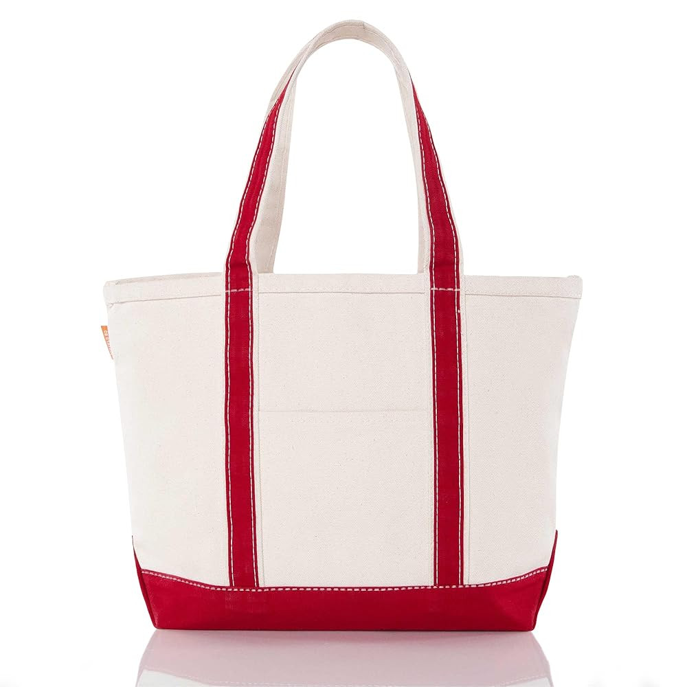 Medium Classic Canvas Tote Bag for Women, Top Zipper Closure, Outer Pocket, Daily Essentials, Gro... | Amazon (US)