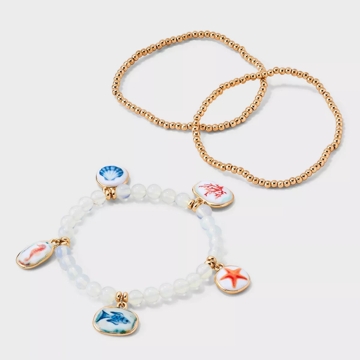 Sealife Charm Bracelet 3pc - Universal Thread™ Gold/Blue | Target