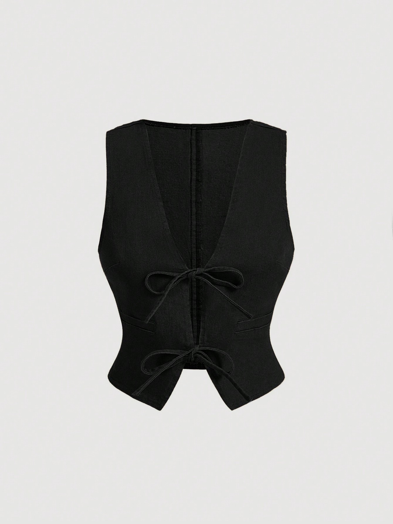 SHEIN MOD MOD Women's 70s Outfit Casual Slim Fit Denim Vest With Tie Strap, Bow,Women Tank Tops,B... | SHEIN