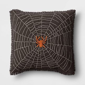 Spider Web Square Throw Pillow Black - Threshold™ | Target