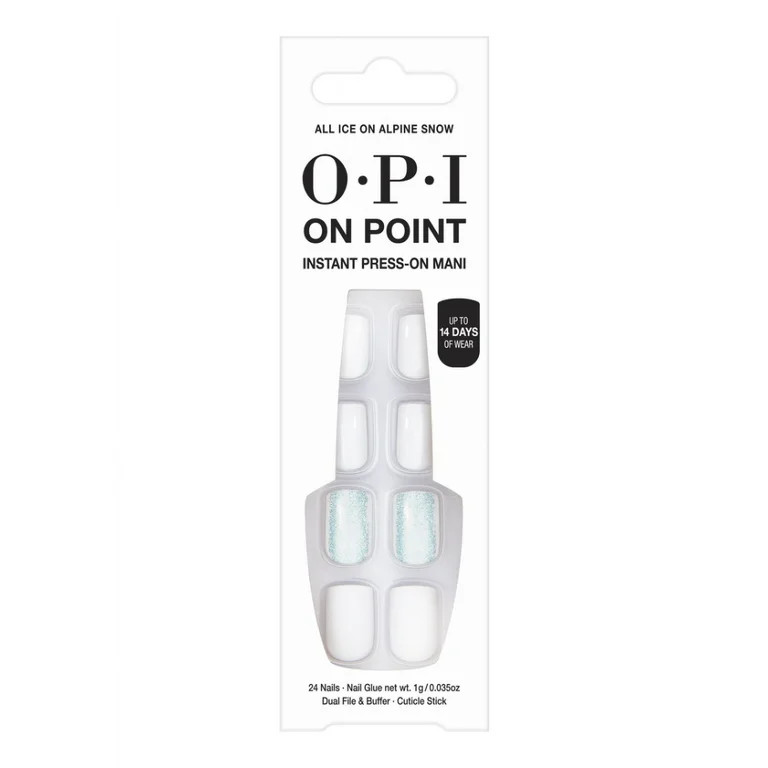 OPI On Point Instant Press On Nails, All Ice On Alpine Snow, False Nails, 24 Pieces - Walmart.com | Walmart (US)