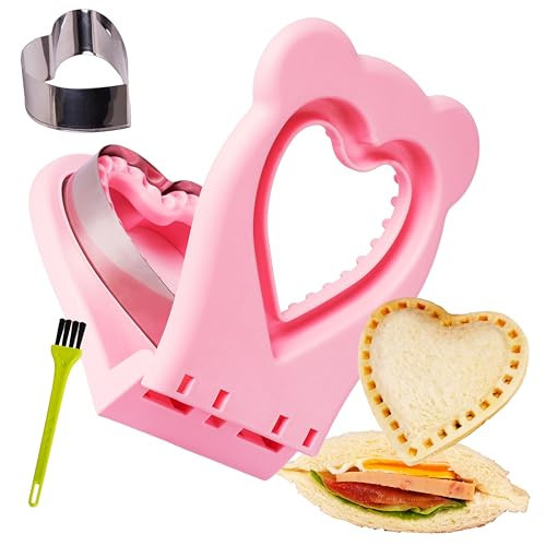 LEPCY Uncrustables Sandwich Maker Sealer Cutter, Crustless Sandwich Cutter, PB&J Uncrustable Maker - Color Pink, Heart Shape | Amazon (US)