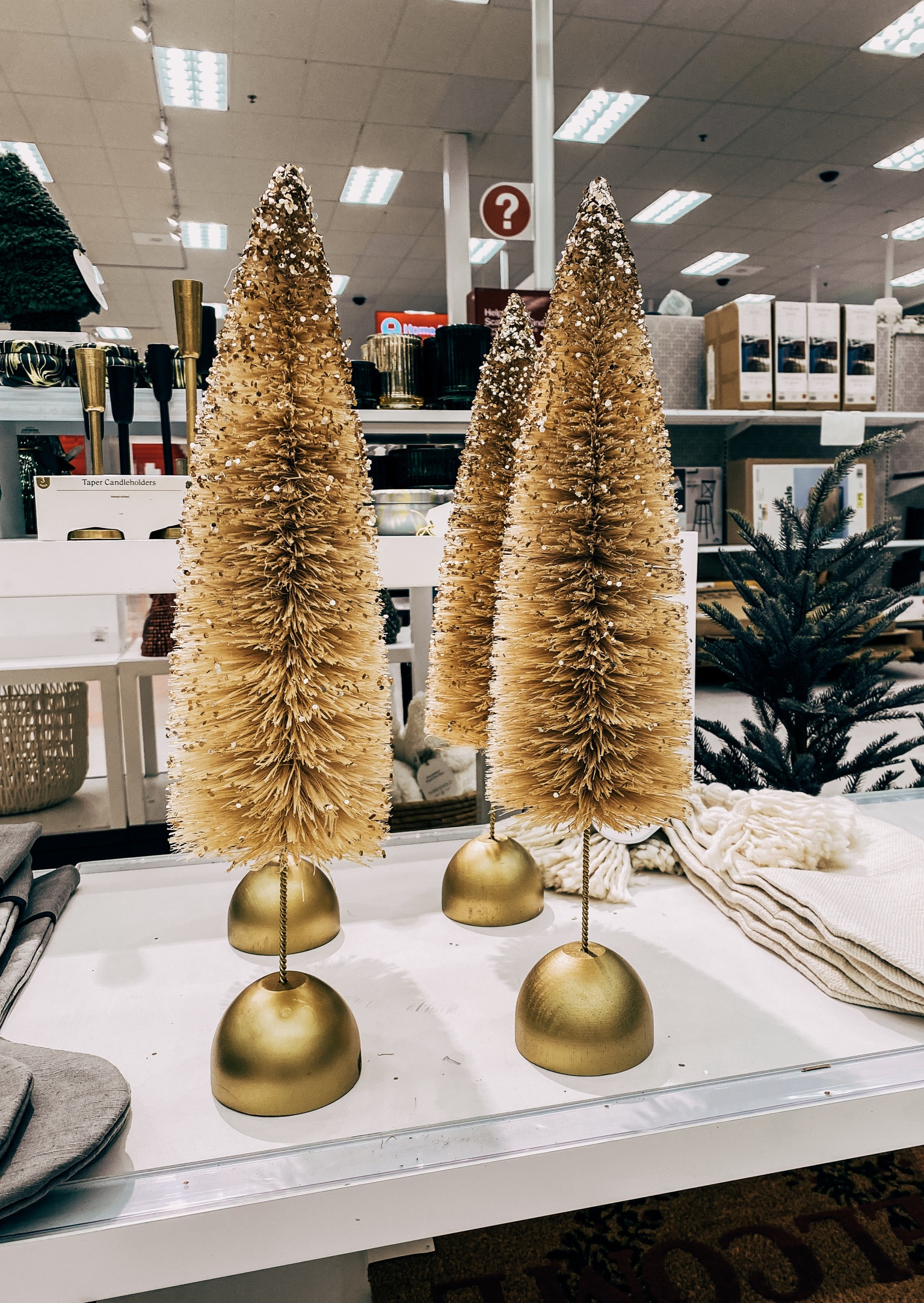 Gold Bottlebrush Christmas Trees ✨ at Target. 🎯 These trees are a good size, and gorgeous in person! 

#LTKHoliday #LTKhome #LTKSeasonal