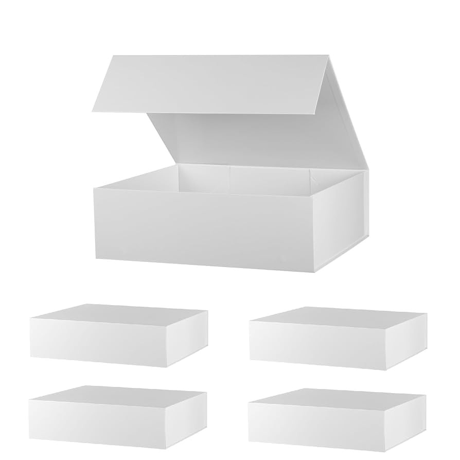 Large Gift Box 16x13x5.3 Inches,White Bridesmaid Proposal Box With Lids,Magnetic Closure Gift Box... | Amazon (US)