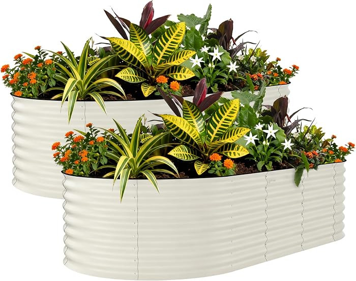 Garvee 2 Pack 8x4x2ft Galvanized Raised Garden Bed, Oval Metal Planter Box | Amazon (US)