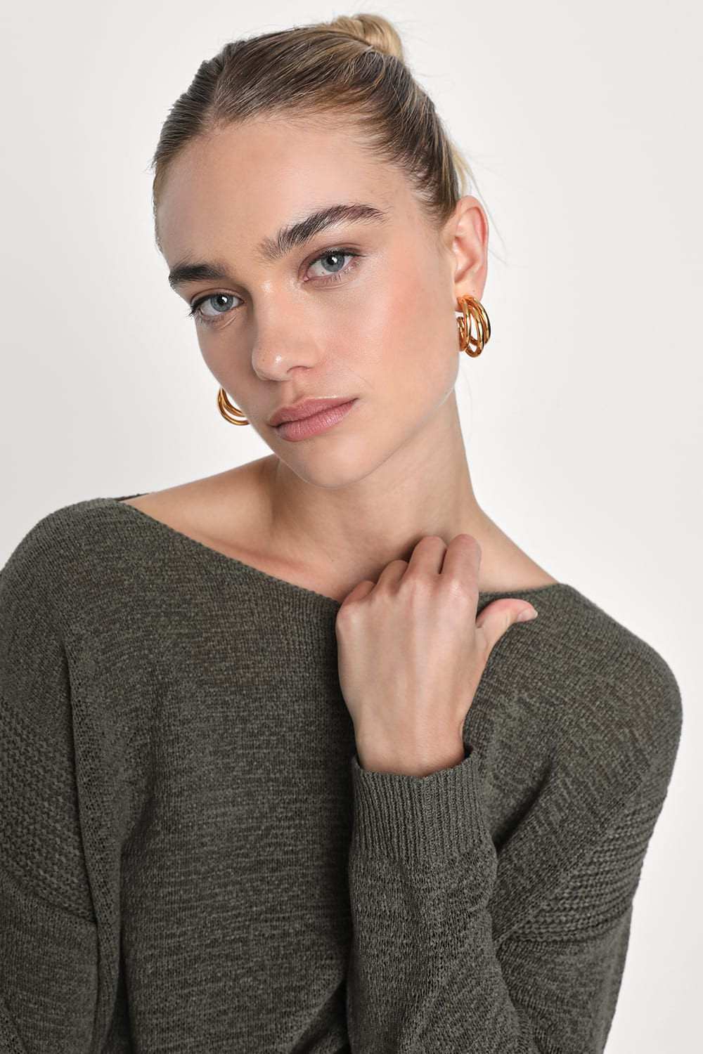 Positive Affirmations Olive Green Loose Knit Sweater | Lulus