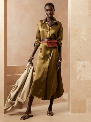 Muse Silk Maxi Shirtdress | Banana Republic (US)