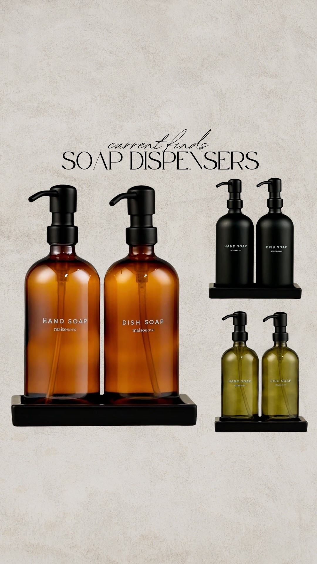 Soap dispenser, Amber hand soap, Amber soap dispenser, glass soap dispenser, hand lotion, hand soap, dish soap, green soap dispenser, black soap dispenser 

#LTKSaleAlert #LTKFindsUnder50 #LTKHome