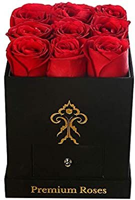 Premium Roses| Real Roses That Last a Year | Fresh Flowers| Roses in a Box (Black Box, Small) | Amazon (US)