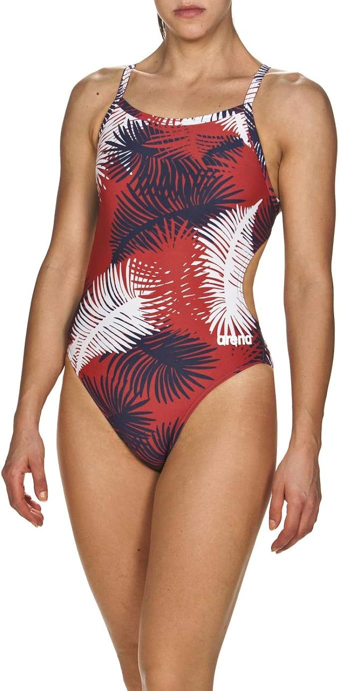 Arena Women's Palm Challenge MaxLife Thin Strap Open Back one Piece Swimsuit | Amazon (US)