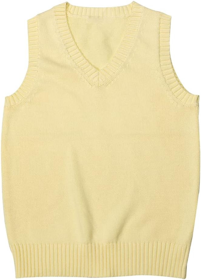 Women’s V Neck Sweater Vest School Uniform Solid Color Sleeveless Knit Sweaters Pullover Tank T... | Amazon (US)