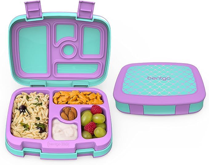 Bentgo Kids Prints (Mermaid Scales) - Leak-Proof, 5-Compartment Bento-Style Kids Lunch Box – Id... | Amazon (US)