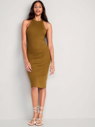 Fitted Sleeveless Rib-Knit Midi Sweater Dress for Women | Old Navy (US)