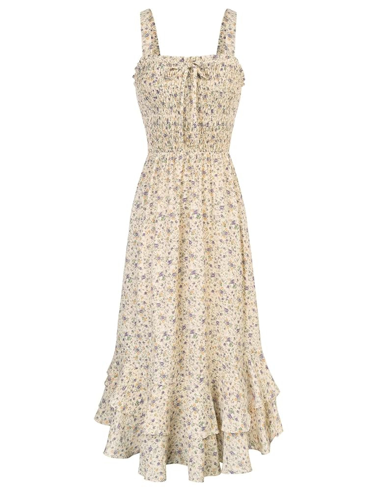 GRACE KARIN Women's 2025 Summer Floral Boho Dress Square Neck Strapped Swing A Line Sundress Beac... | Amazon (US)