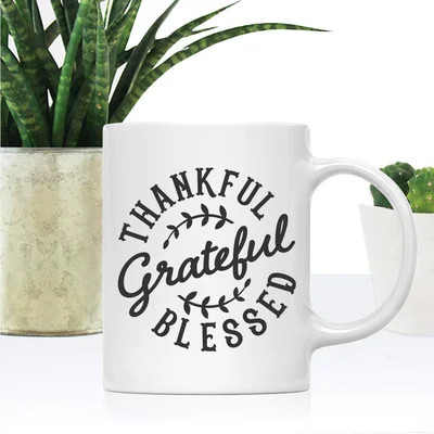 Caitlyn Thankful Grateful Blessed, Round Coffee Mug | Wayfair North America