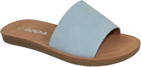 Soda Shoes Efron-S Women Flip Flops Basic Plain Slippers Slip On Sandals Slides Casual Peep Toe B... | Amazon (US)