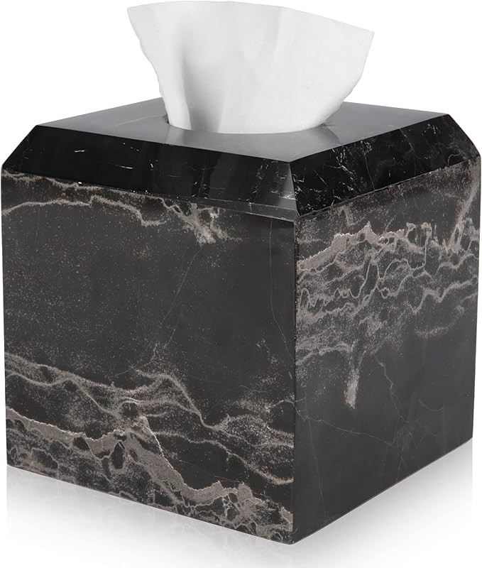 WORHE Tissue Box Cover Holder True Natural Marble Paper Holder Heavy Duty Square Tissue Paper Hol... | Amazon (US)