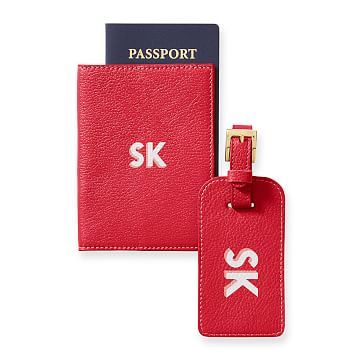 Leather Luggage Tag and Passport Case, Shadow Printed | Mark and Graham