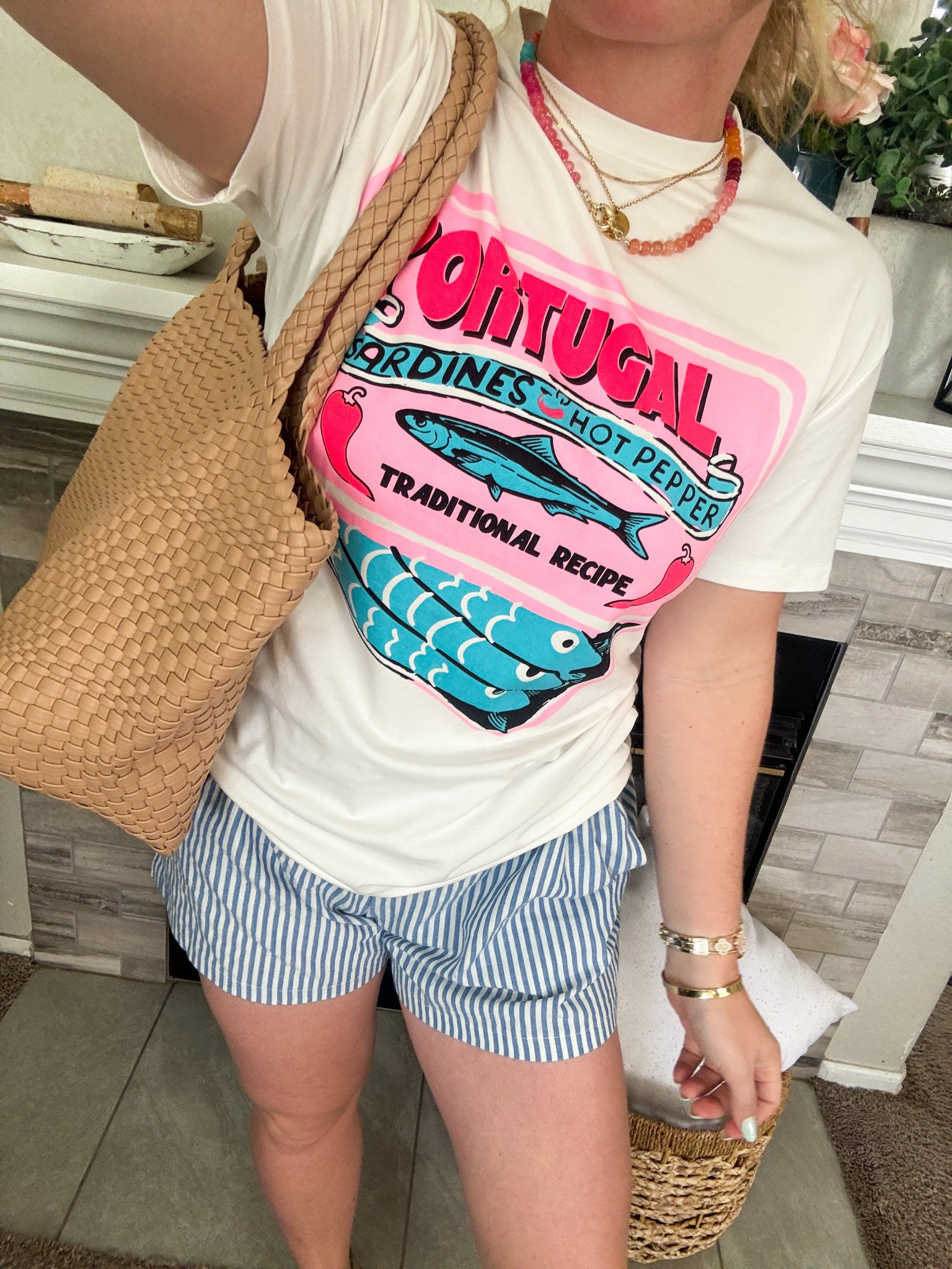 Summer sardine graphic tee with striped boxer shorts, tote bag, and sandals 






Amazon outfits every outfit inspo, outfit ideas, casual outfits amazon, amazon outfits every day, spring outfits 2026, summer outfits, coastal graphic tee, coastal style

#LTKootd #LTKPetite #LTKSaleAlert